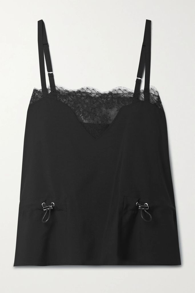 Lace-trimmed Woven Camisole - Black