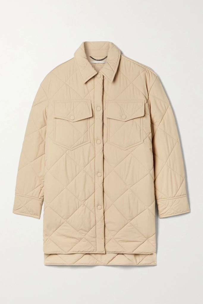 Oversized Quilted Padded Shell Jacket - Sand