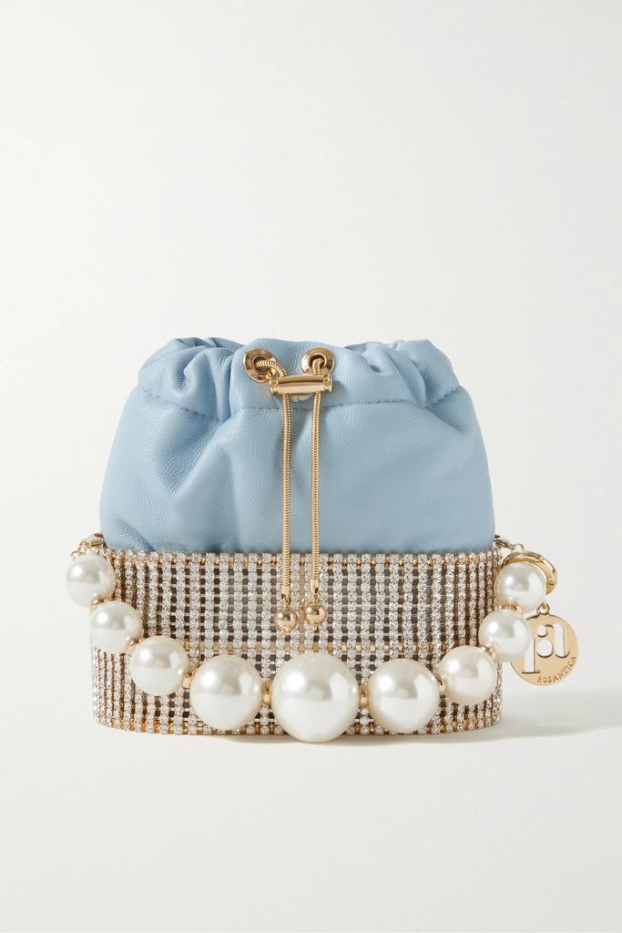 Super Convertible Mini Embellished Leather Tote - Sky blue
