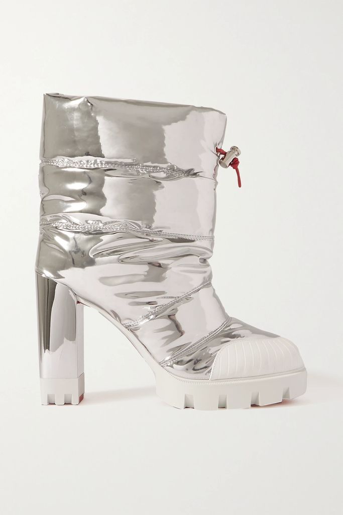 Oriona 100 Rubber-trimmed Quilted Metallic Shell Ankle Boots - Silver