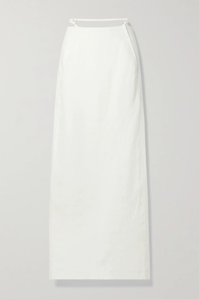 Novio Cutout Linen-jacquard Maxi Skirt - White