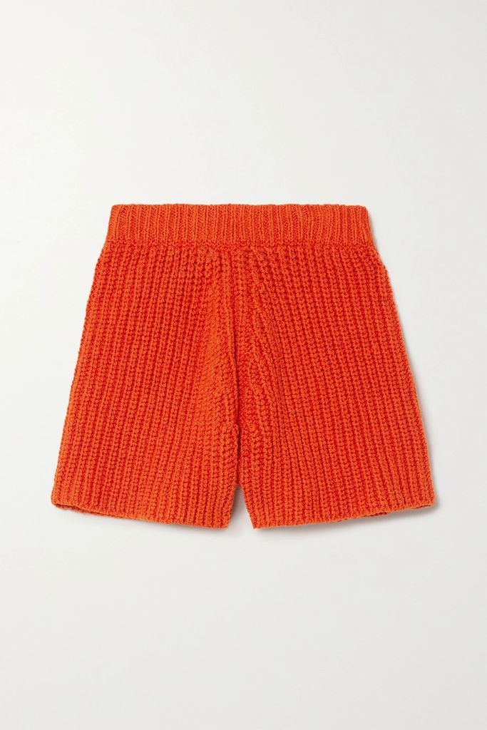 Caribbean Vibes Ribbed Cotton Shorts - Orange