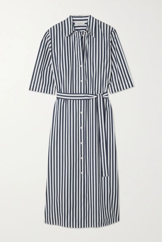 Leisure Dialogo Striped Cotton-poplin Shirt Dress - Navy