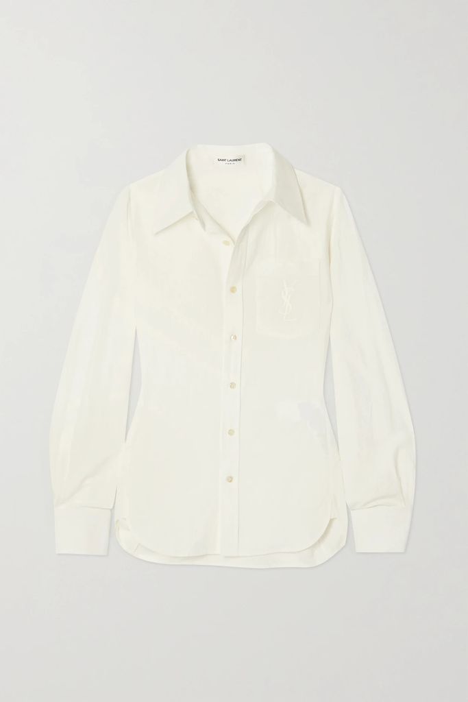 Embroidered Cotton And Linen-blend Shirt - White