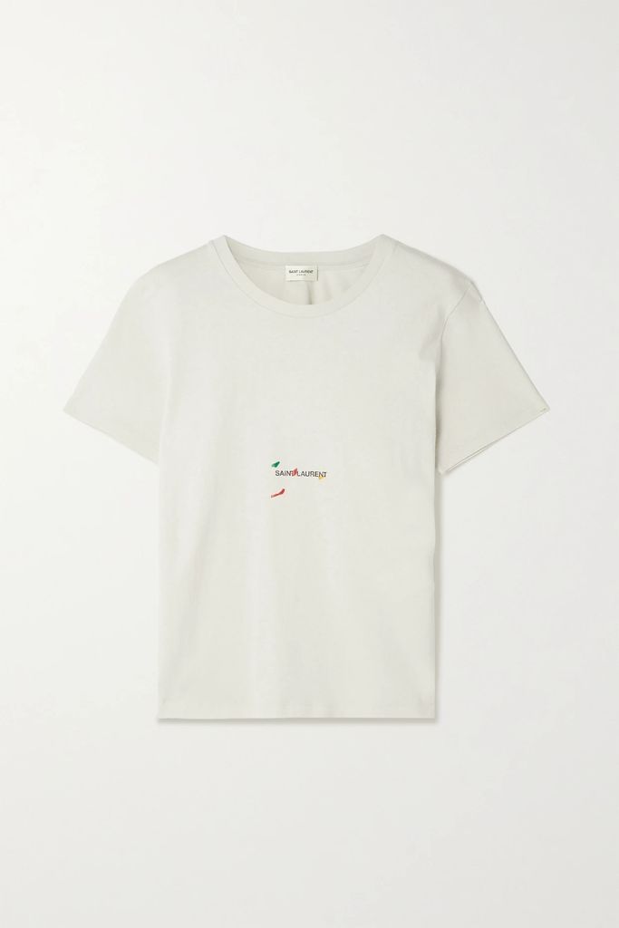 Printed Cotton-jersey T-shirt - Gray