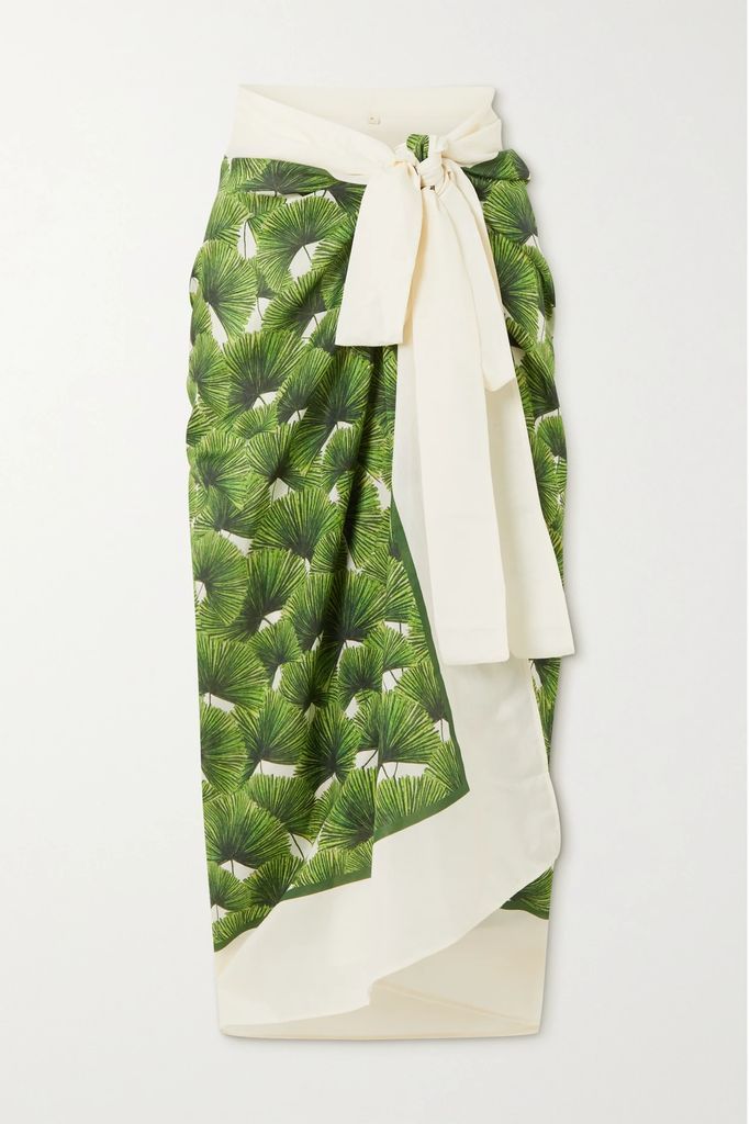 Lavanda Printed Cotton And Silk-blend Pareo - Green