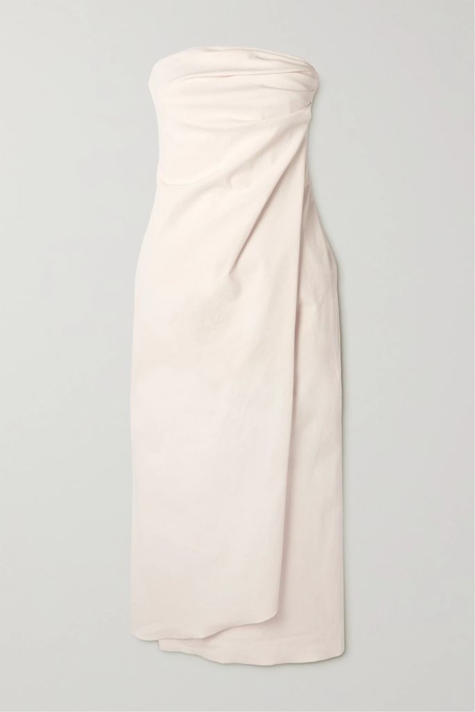 Romy Draped Cotton-blend Midi Dress - White