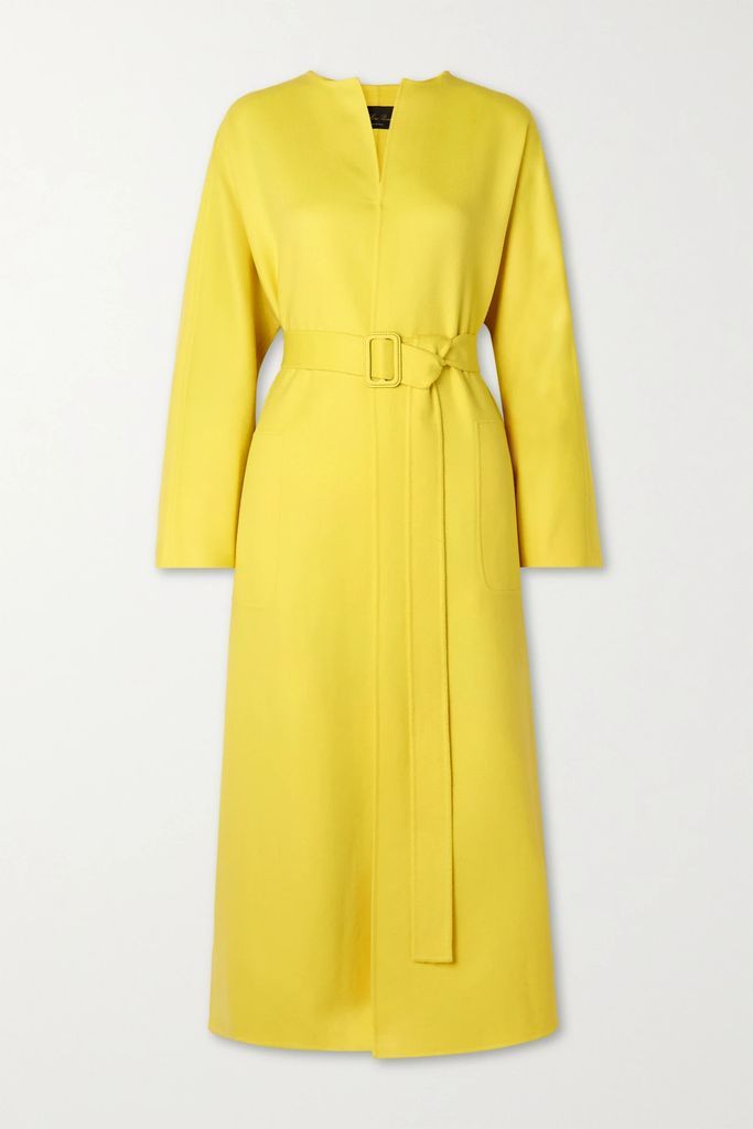 Emilien Belted Cashmere Coat - Yellow