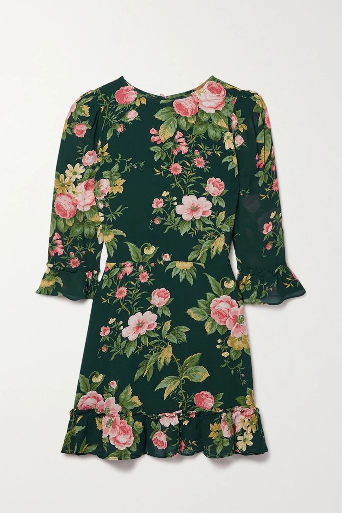 + Net Sustain Doutzen Floral-print Crepe Mini Dress - Green