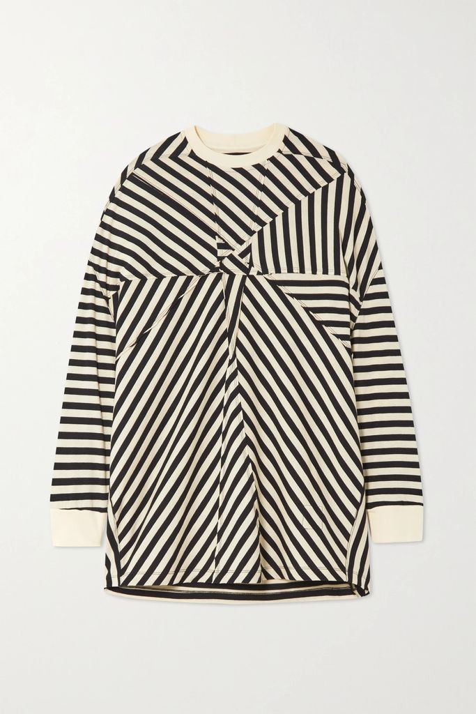 Crater Striped Organic Cotton-jersey Top - Black