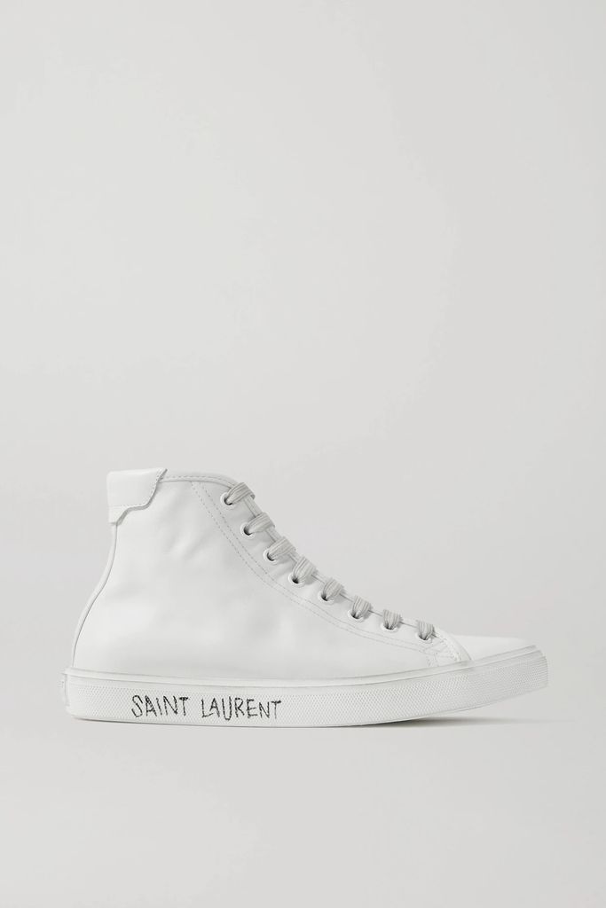 Malibu Distressed Leather High-top Sneakers - White