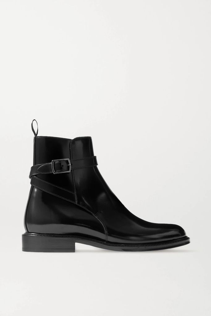 Army Glossed-leather Ankle Boots - Black