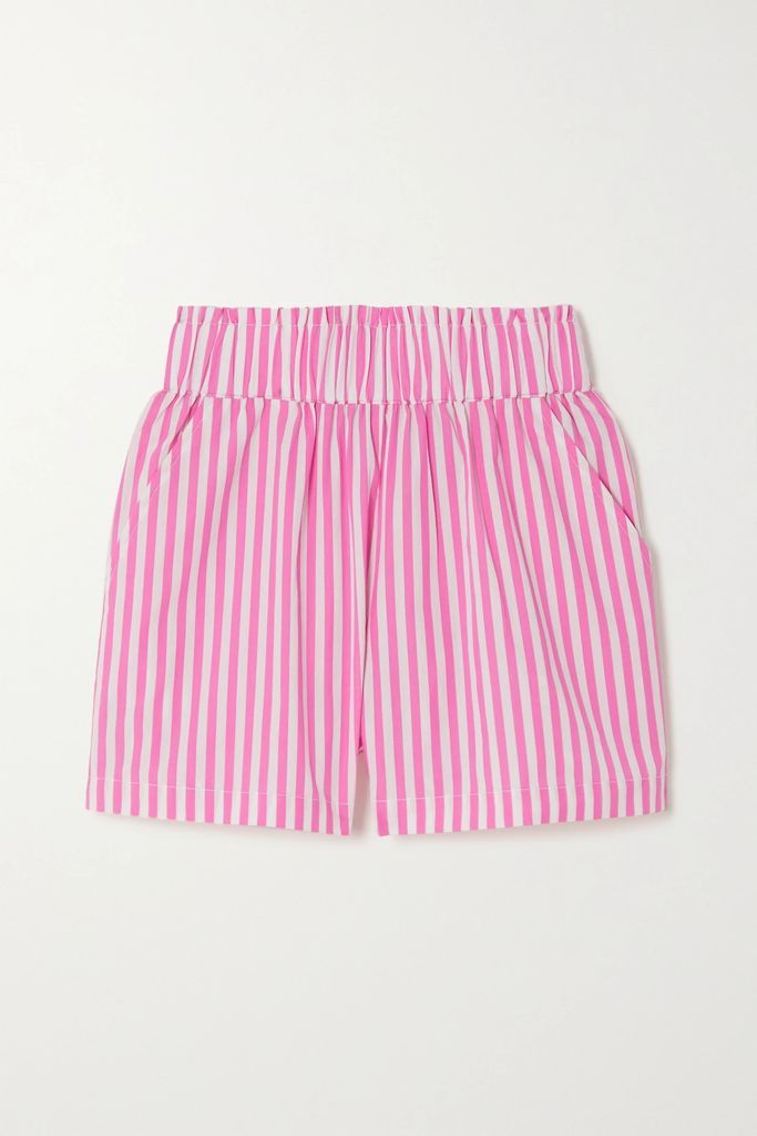 Striped Cotton-poplin Shorts - Pink