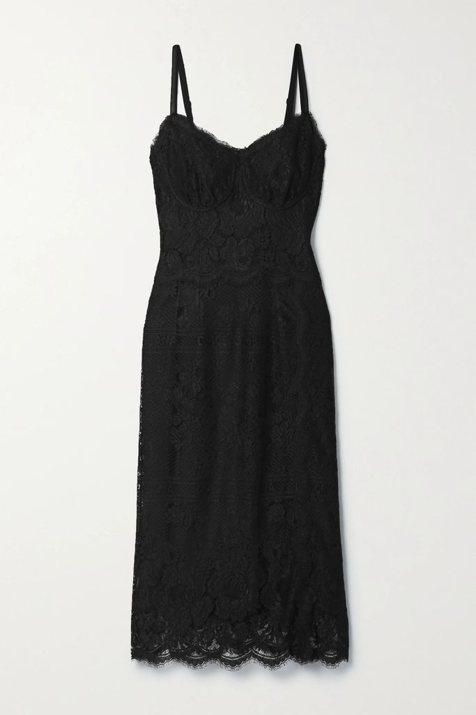 Lace Midi Dress - Black