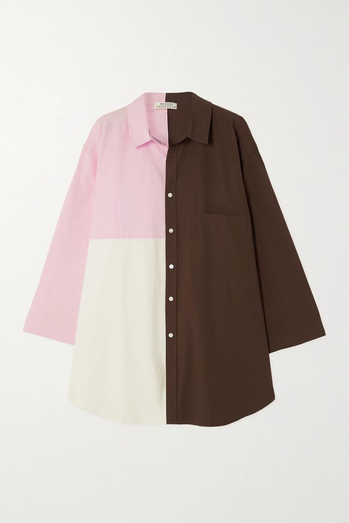 Color-block Cotton-poplin Shirt - Pink