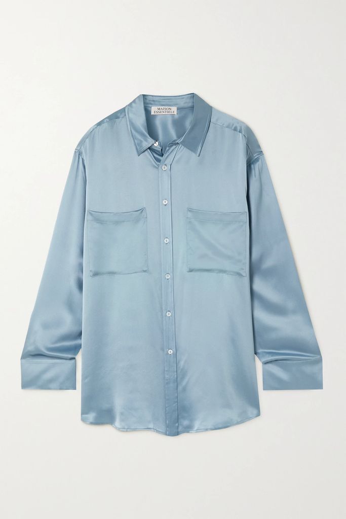 Silk-satin Shirt - Blue
