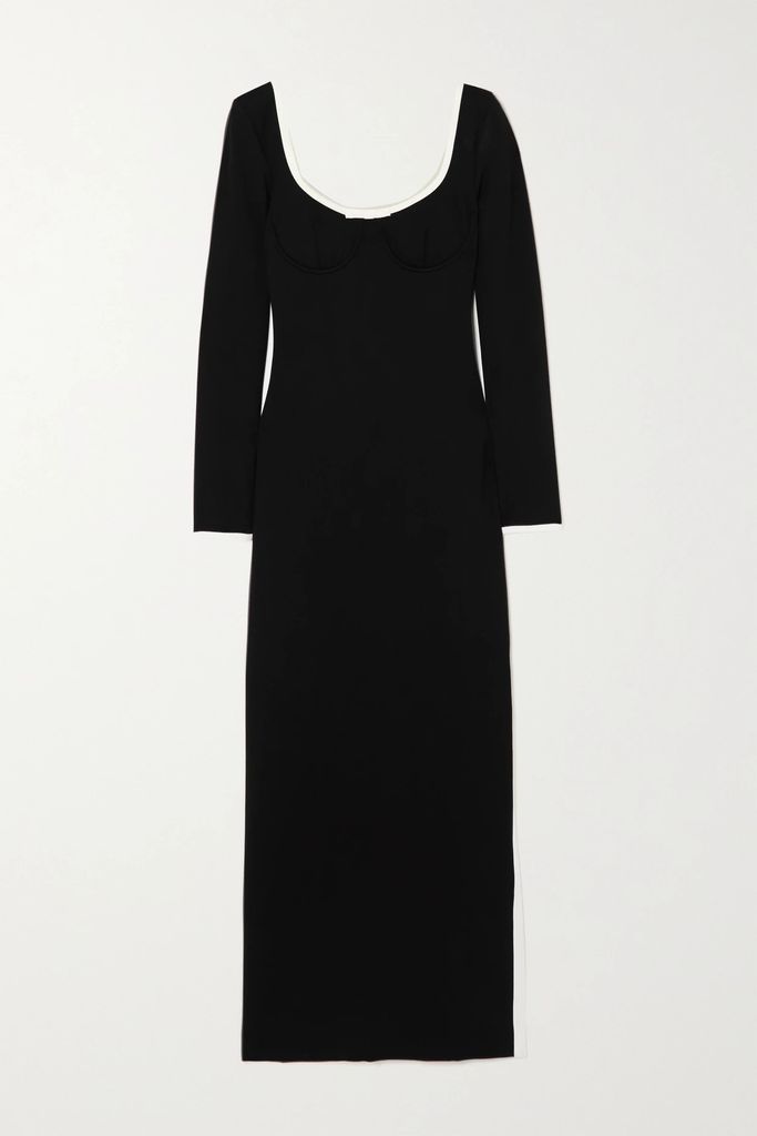 Berry Bow-embellished Stretch-knit Maxi Dress - Black