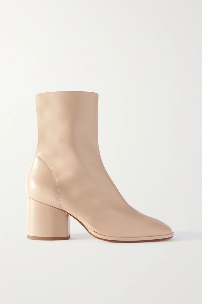 Andreia Leather Ankle Boots - Beige