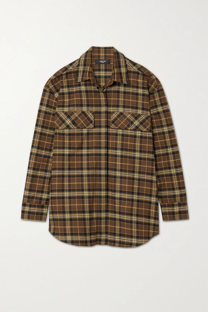 Oversized Checked Cotton-flannel Shirt - Brown
