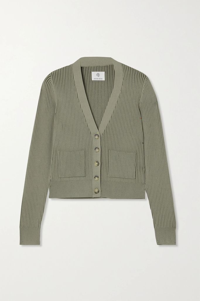 Layla Ribbed-knit Cardigan - Green