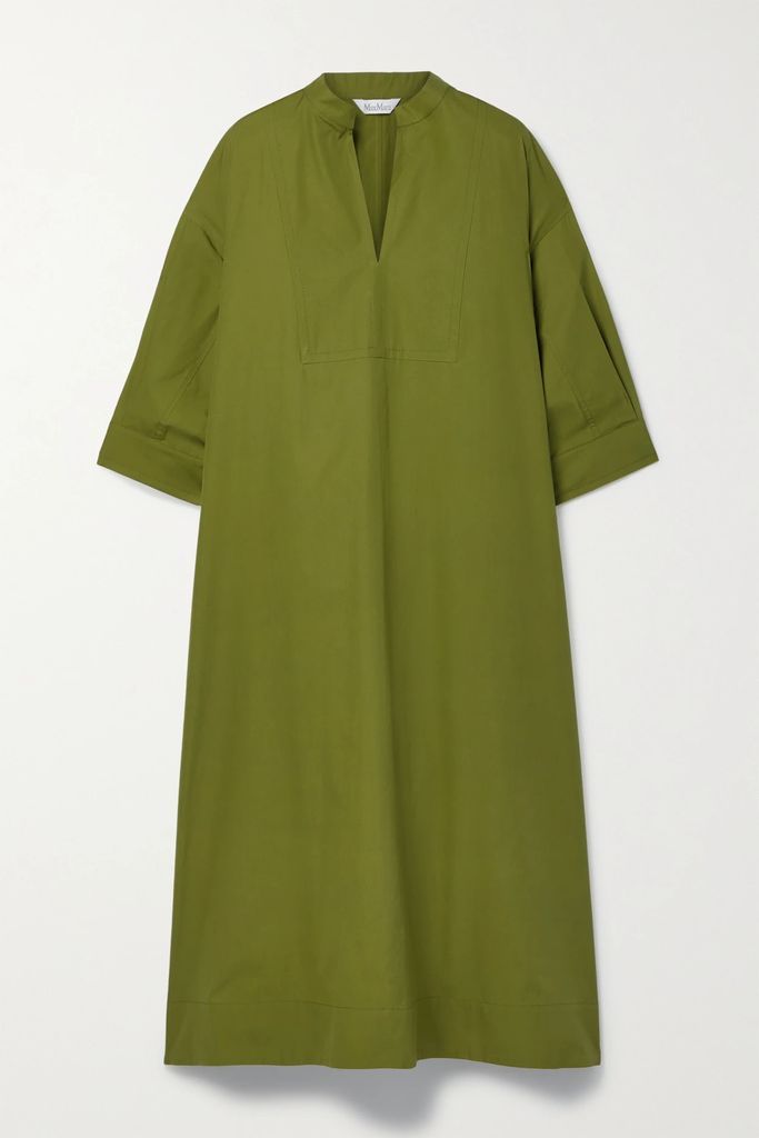 Cotton-poplin Midi Dress - Army green