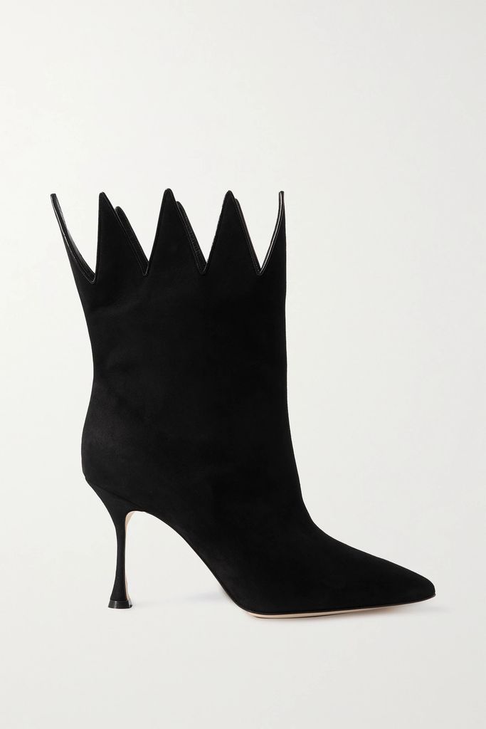 Chicuelo 90 Leather-trimmed Suede Ankle Boots - Black