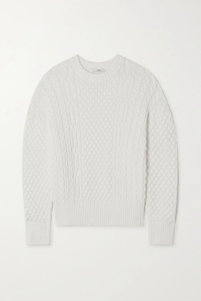 Cable-knit Cotton Sweater - White