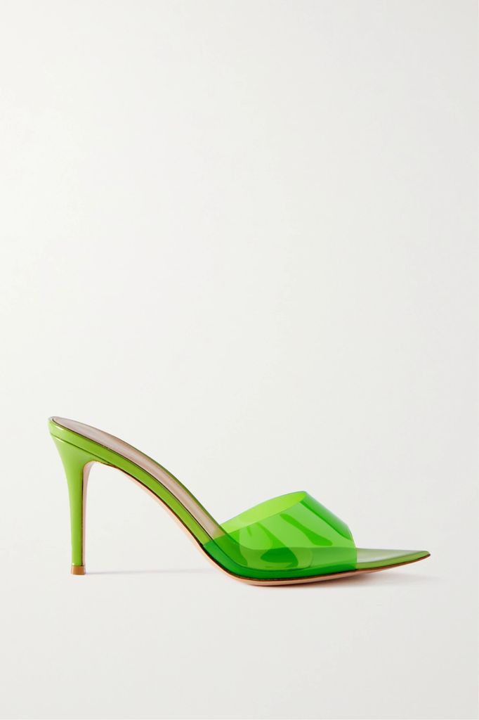 Elle 85 Patent-leather And Pvc Mules - Green