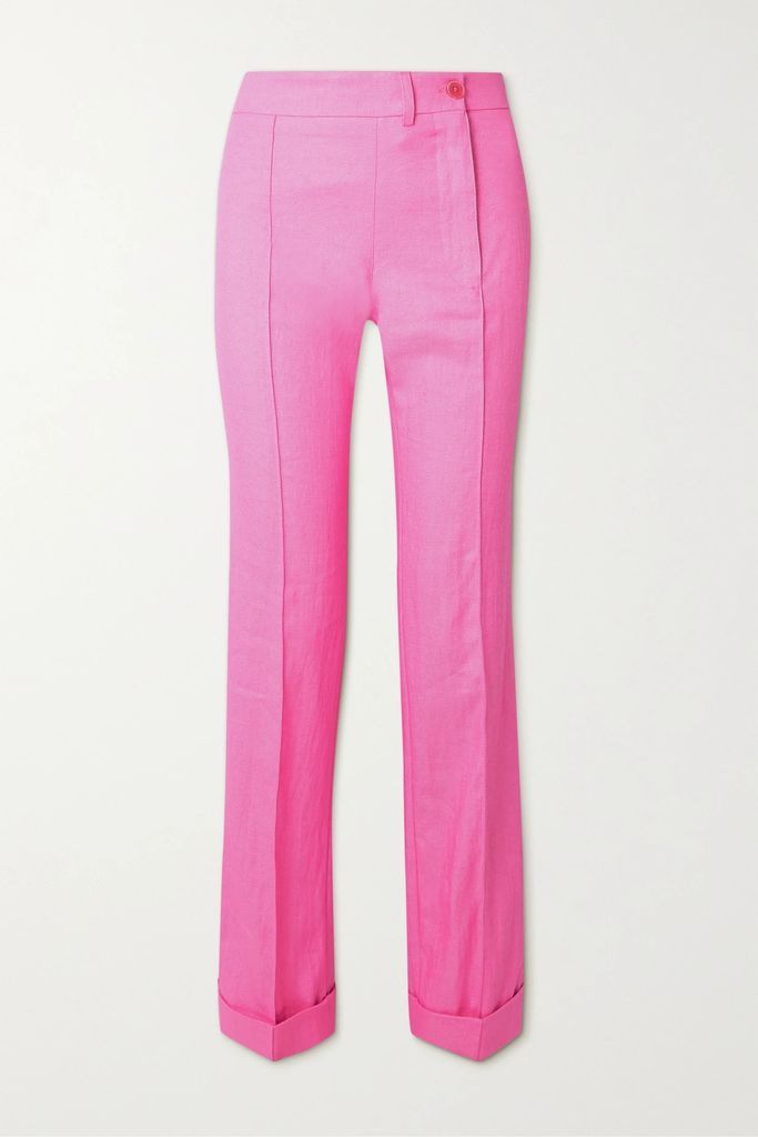 Fresa Pleated Twill Flared Pants - Pink