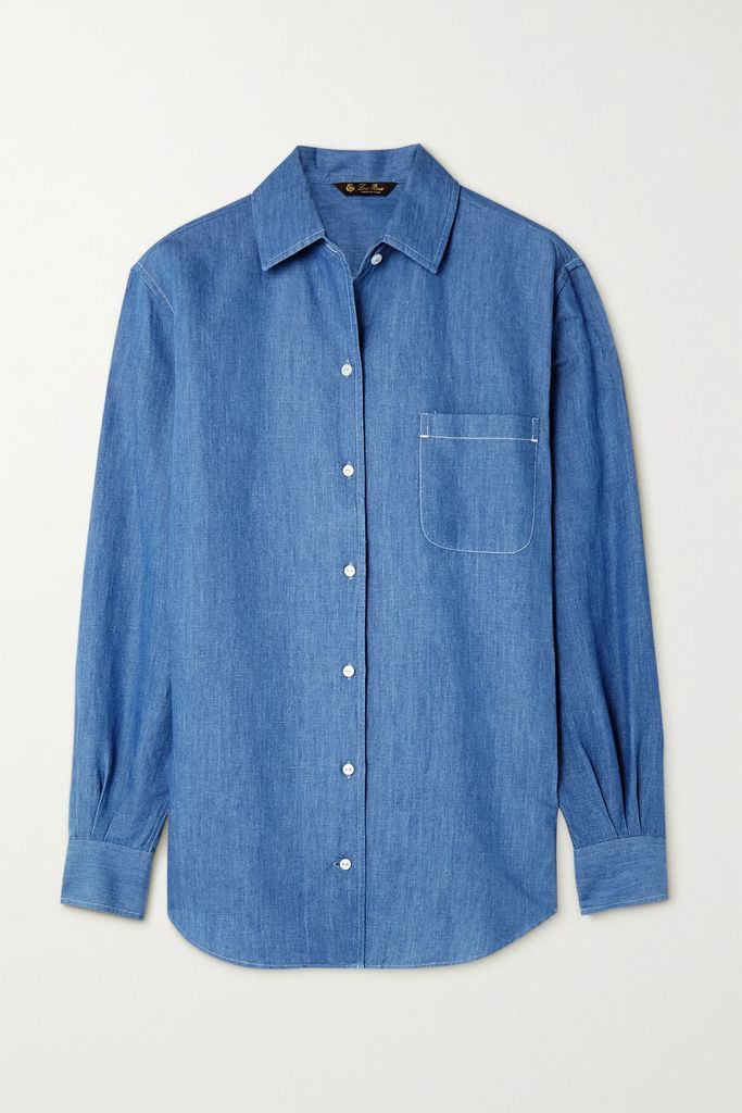 Andre Linen And Cotton-blend Chambray Shirt - Blue