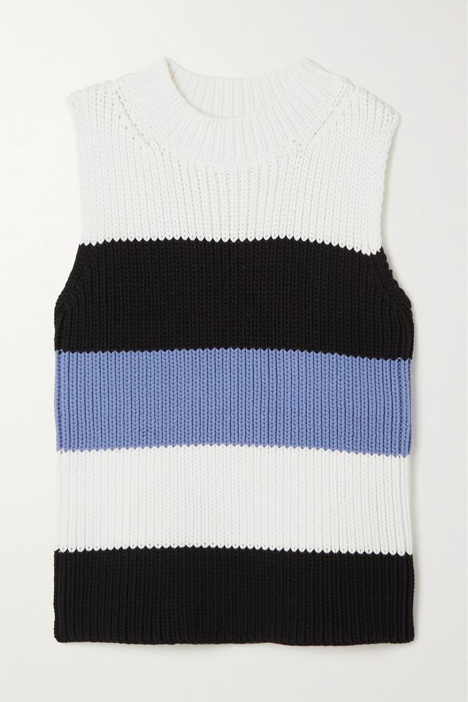 Cadine Striped Cotton-blend Sweater - Blue