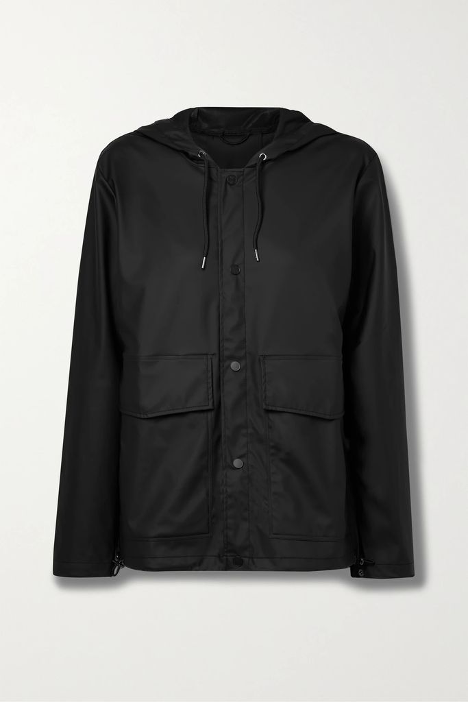 Hooded Coated-shell Jacket - Black