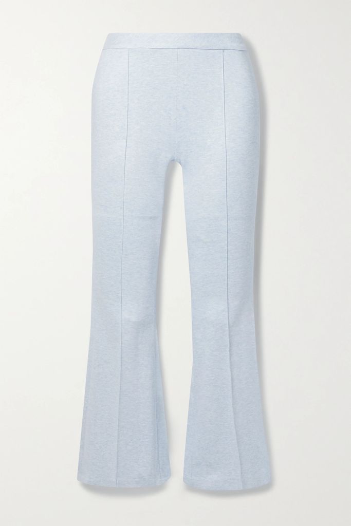 + Net Sustain Cropped Mélange Stretch-jersey Flared Pants - Light blue