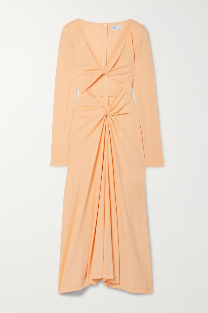 + Net Sustain Twist-front Cutout Organic Cotton-jersey Dress - Pastel orange