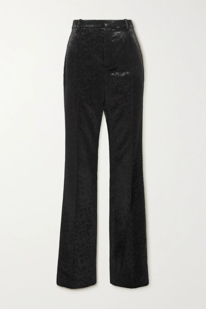 Straight-leg Velvet Pants - Black