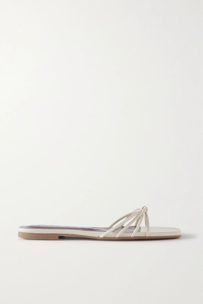 Pippa Knotted Leather Slides - Cream