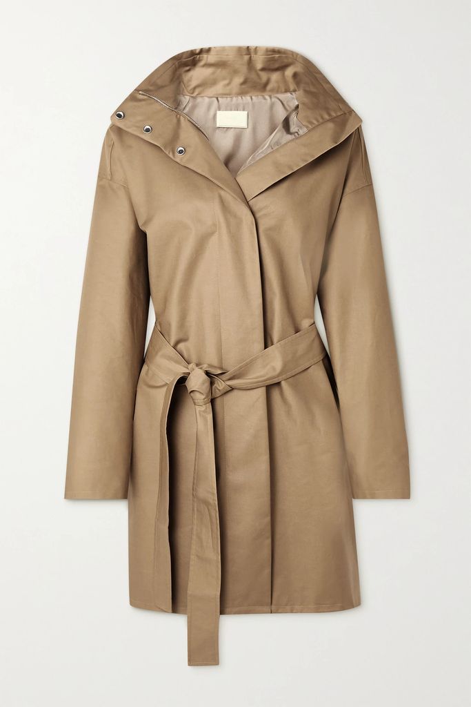 Paulita Hooded Belted Cotton-shell Coat - Beige