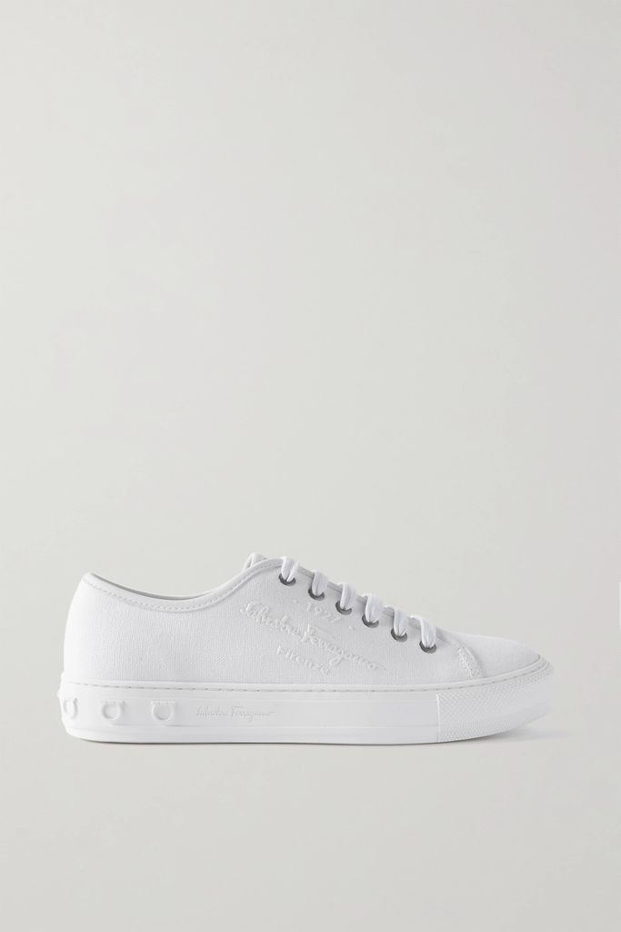 Logo-print Recycled And Organic Cotton-canvas Sneakers - White
