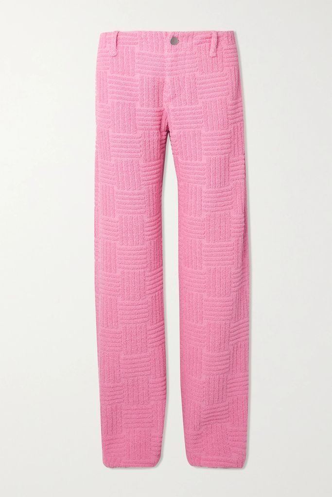 Cotton-blend Terry Straight-leg Pants - Pink