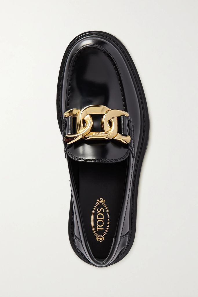 Gomma Pesante Embellished Glossed-leather Loafers - Black
