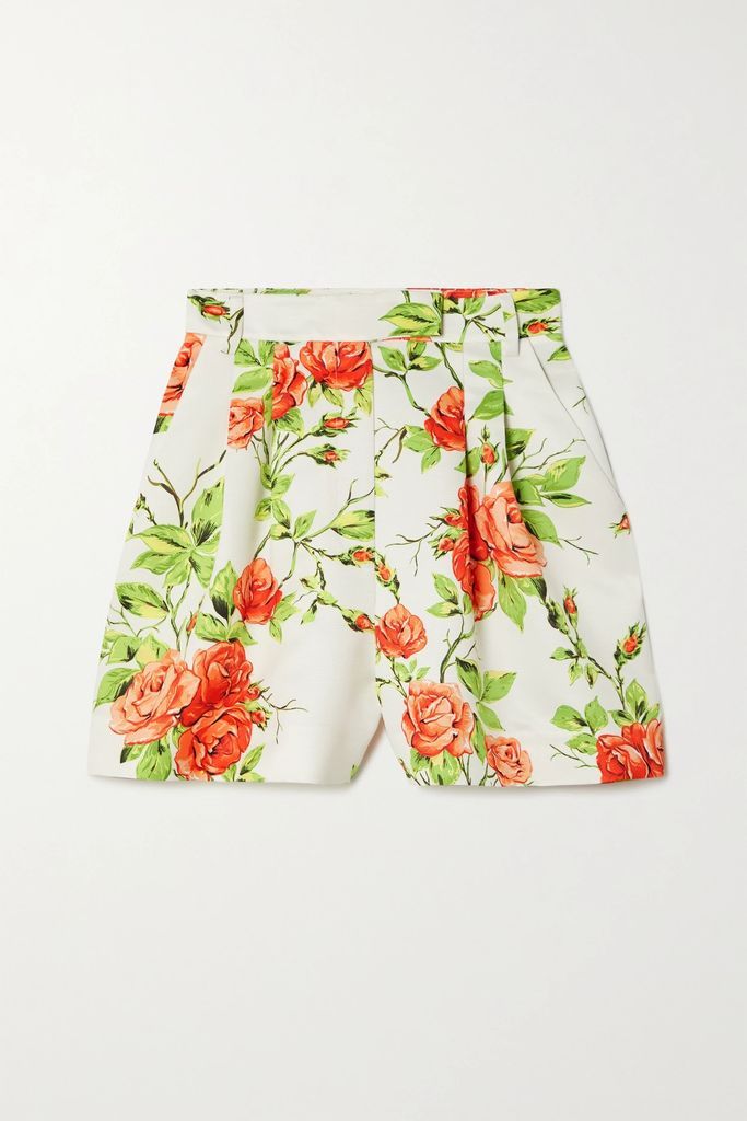 Elliot Floral-print Satin-faille Shorts - Orange