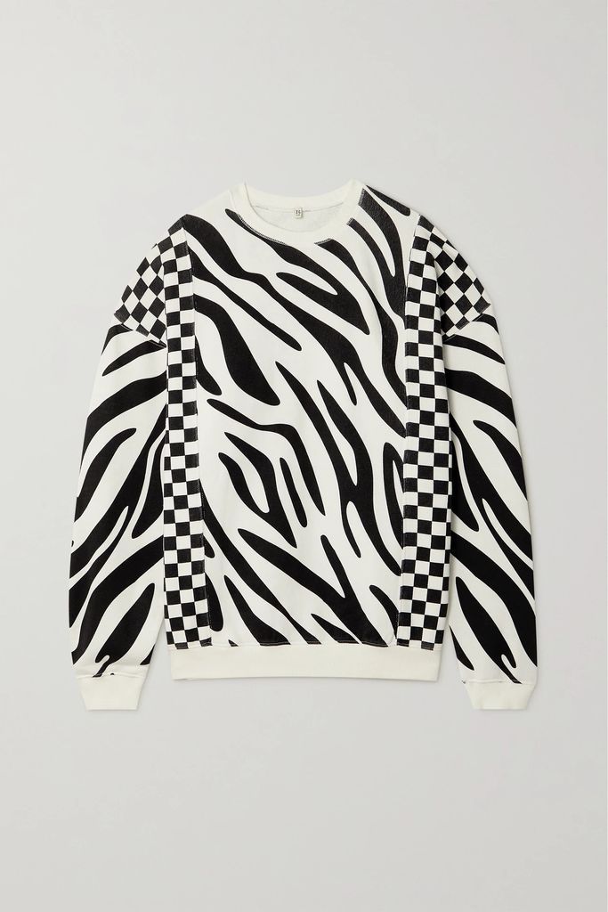 Oversized Zebra-print Cotton-jersey Sweatshirt - Black