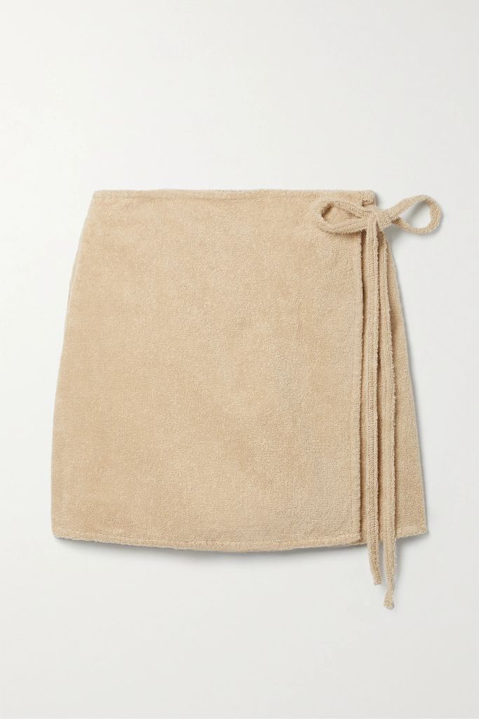 Il Passo Organic Cotton-terry Wrap Skirt - Beige