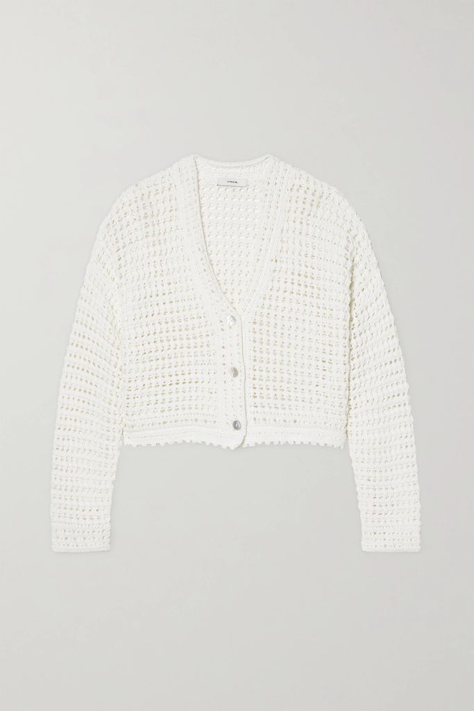 Crocheted Cotton Cardigan - White