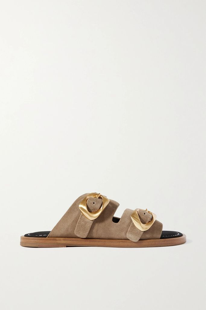 Trinity Suede Slides - Taupe