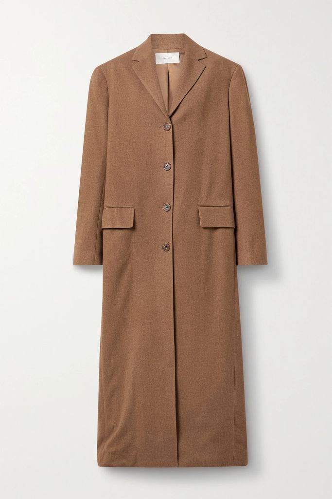 Jimena Oversized Silk And Cashmere-blend Coat - Brown