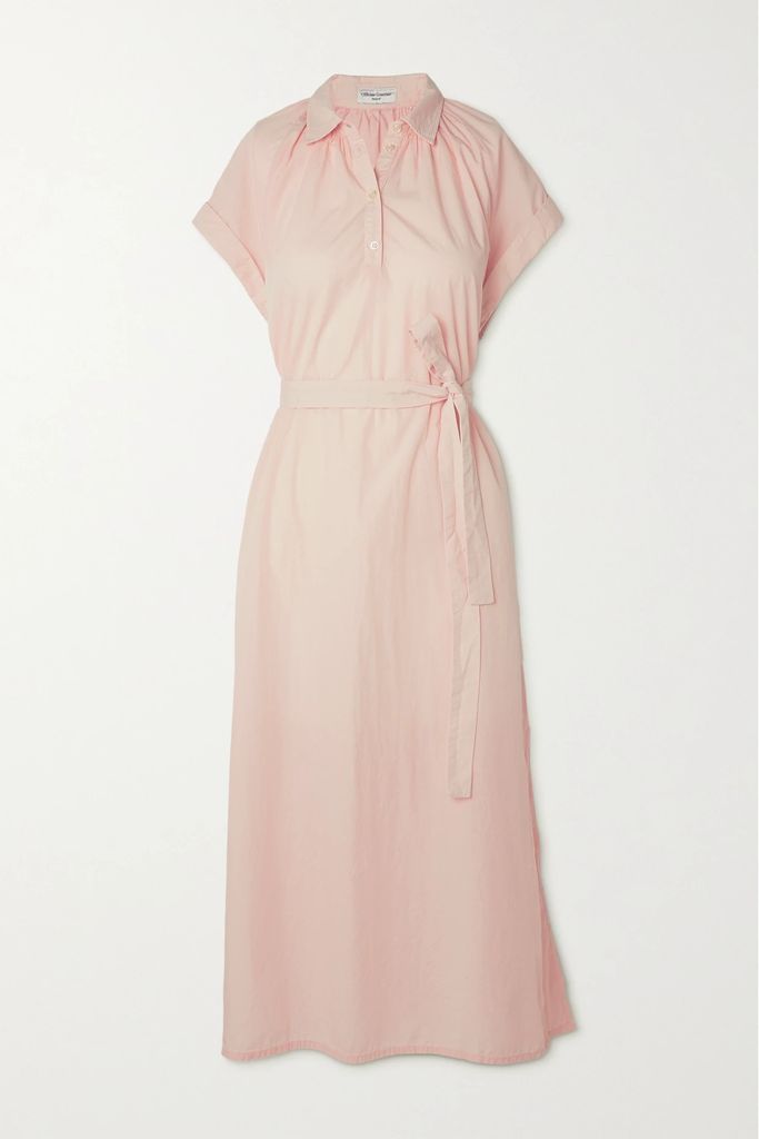 Nolwenn Belted Cotton-poplin Midi Dress - Pink