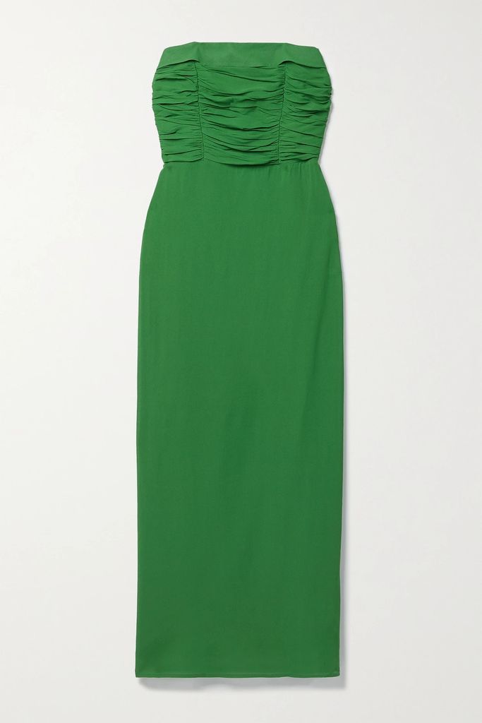 + Net Sustain Lore Ruched Shirred Georgette Midi Dress - Green