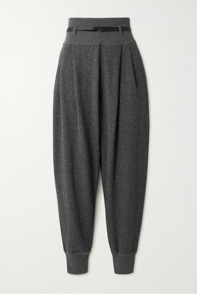 Dado Belted Cashmere And Silk-blend Tapered Pants - Gray