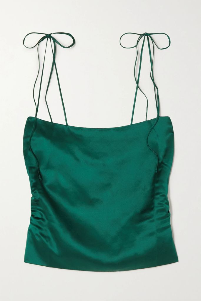 + Net Sustain Lucrezia Ruched Silk-charmeuse Camisole - Emerald